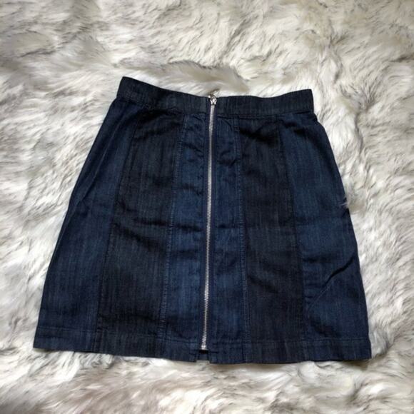 H&M black & blue striped colorblocked denim skirt - Picture 3 of 7